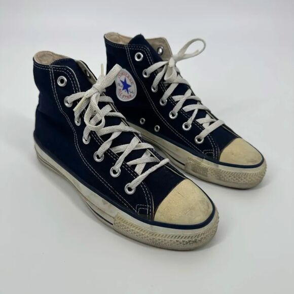 Vintage 80s Converse Chuck Taylor High Navy Blue Sneakers Size 5M/6.5W
